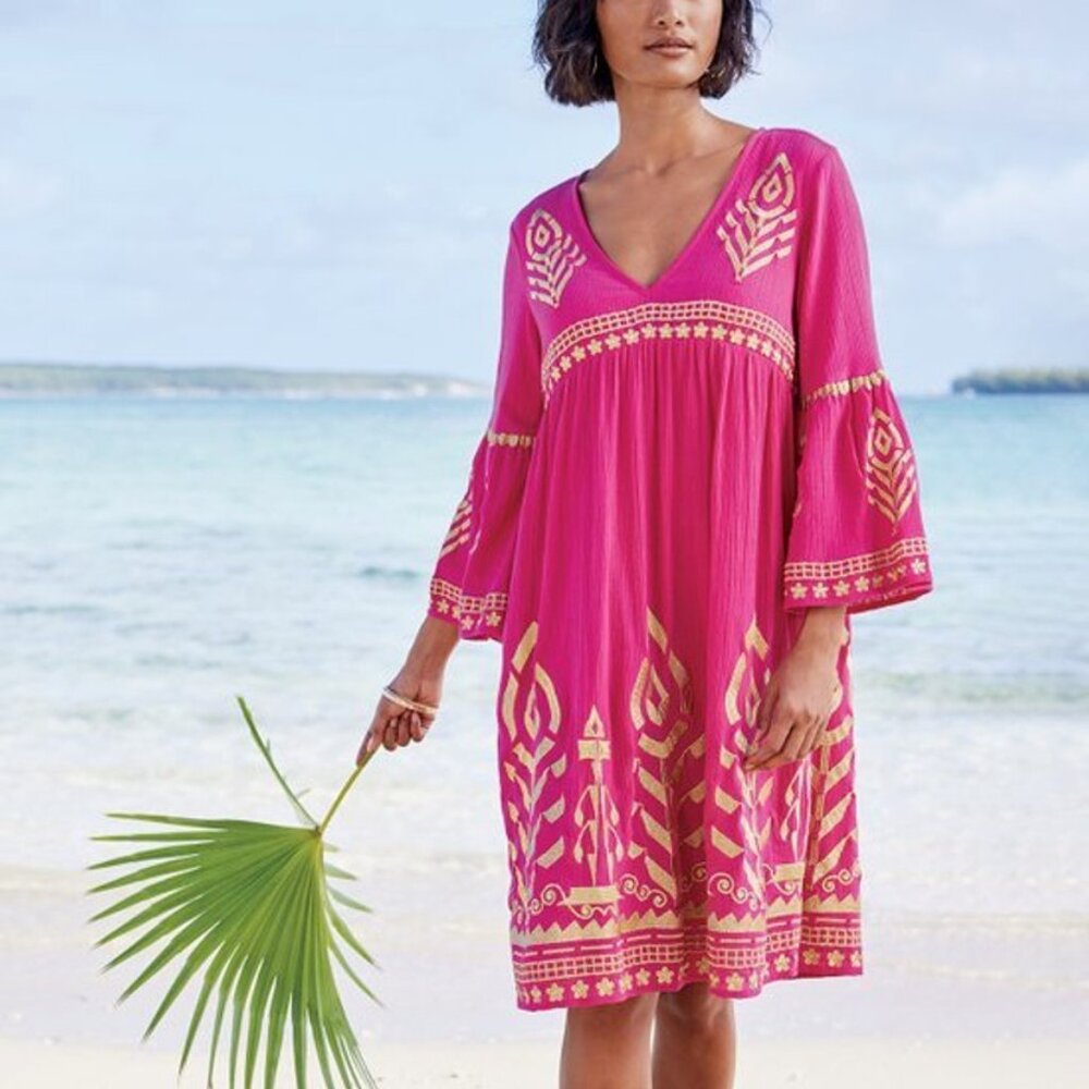Soft Surroundings Zaneta Pink  BabyDoll Dress Sz 3X NWT $129